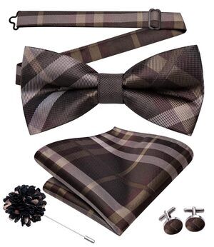 3496 Pretied Bow Ties Wedding Formal Bow Tie Handkerchief Cufflinks Lapel